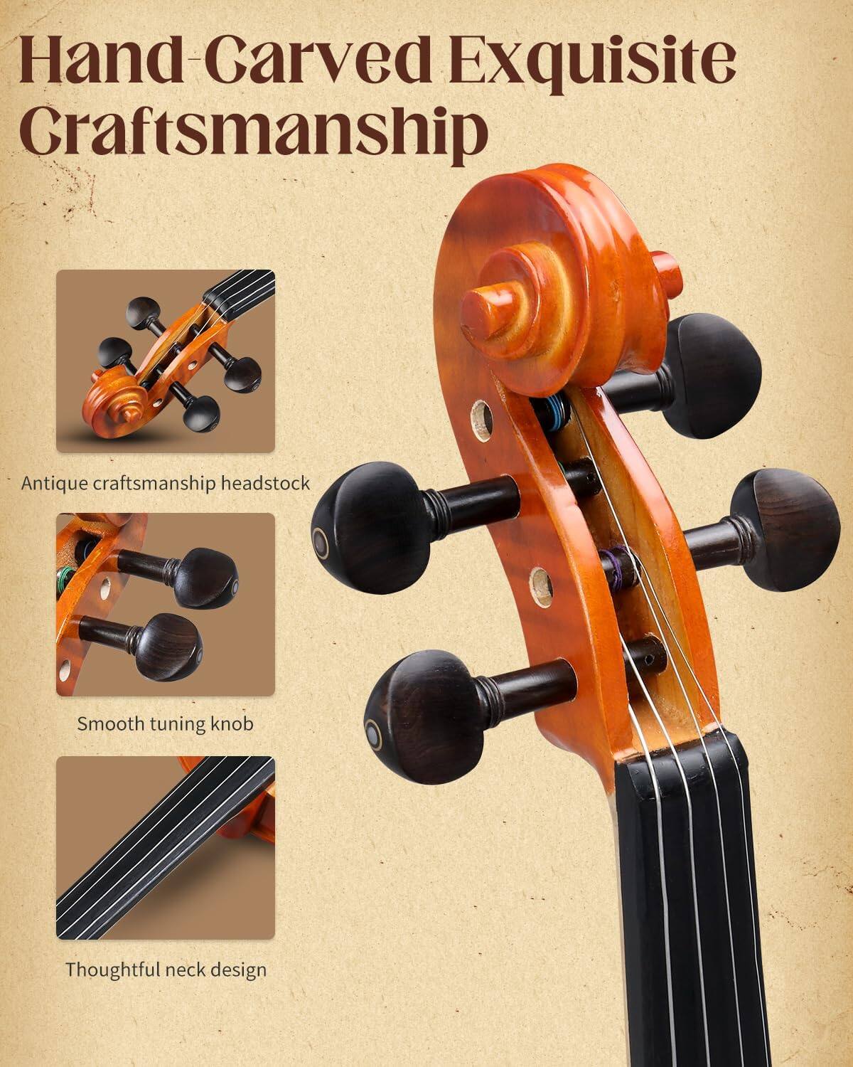 Hand-Carved Exquisite Craftsmanship

Antique craftsmanship headstock

Smooth tuning knob

Thoughtful neck design