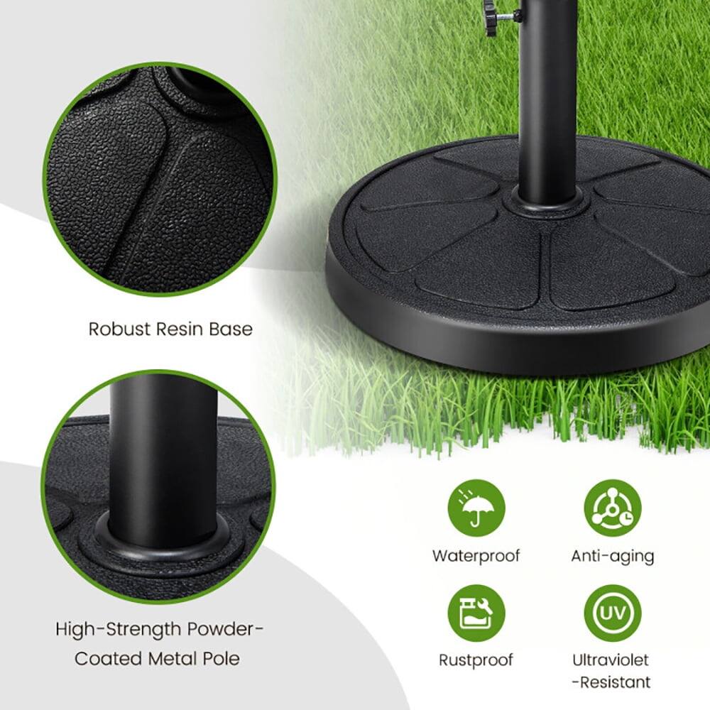 Robust Resin Base  
Waterproof  
Anti-aging  
High-Strength Powder-Coated Metal Pole  
Rustproof  
Ultraviolet-Resistant