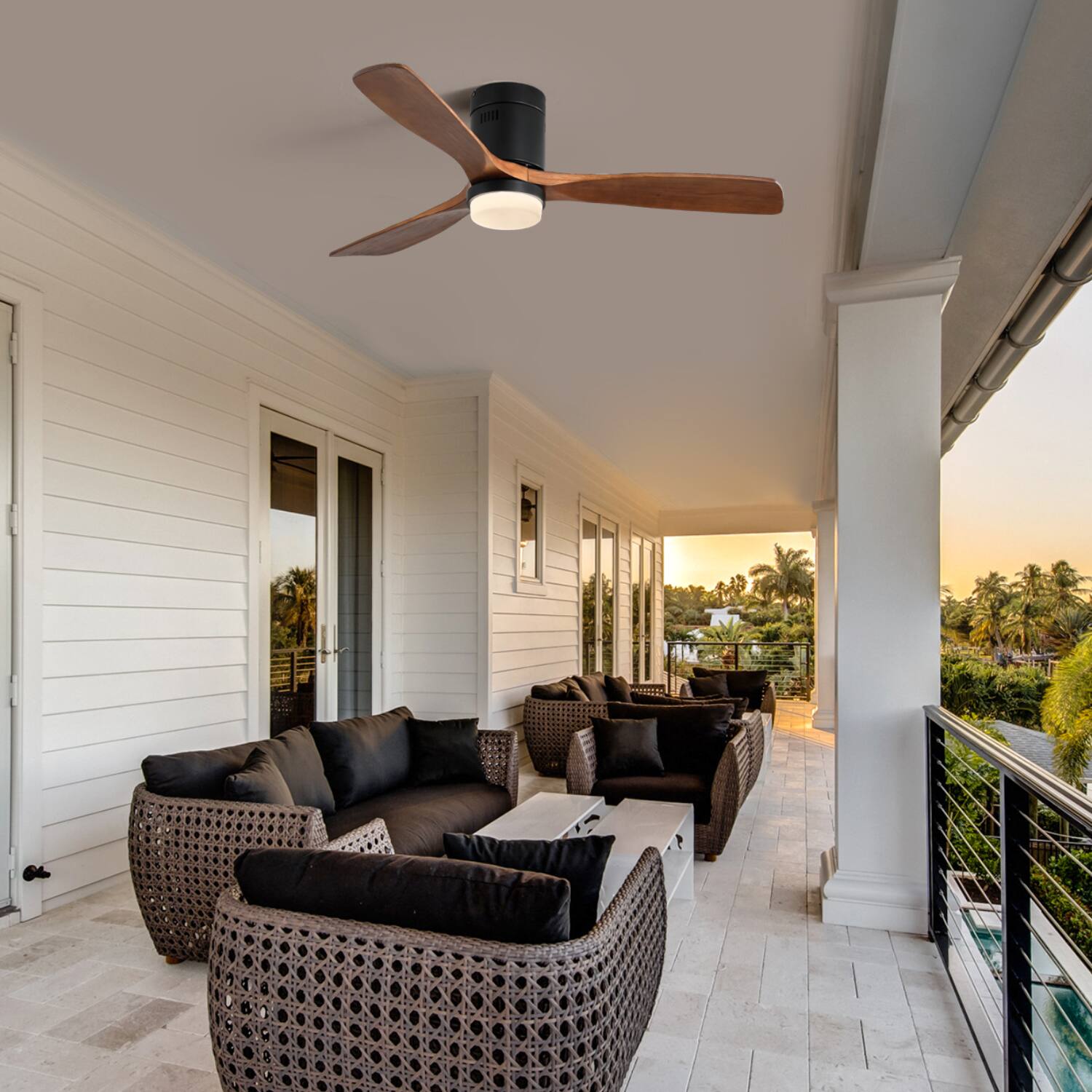 Alt View 1. HOMLUX - 52 Inch Indoor Ceiling Fan 3 Solid Wood Fan Blade Noiseless Reversible Motor Remote Control With Light - Black.