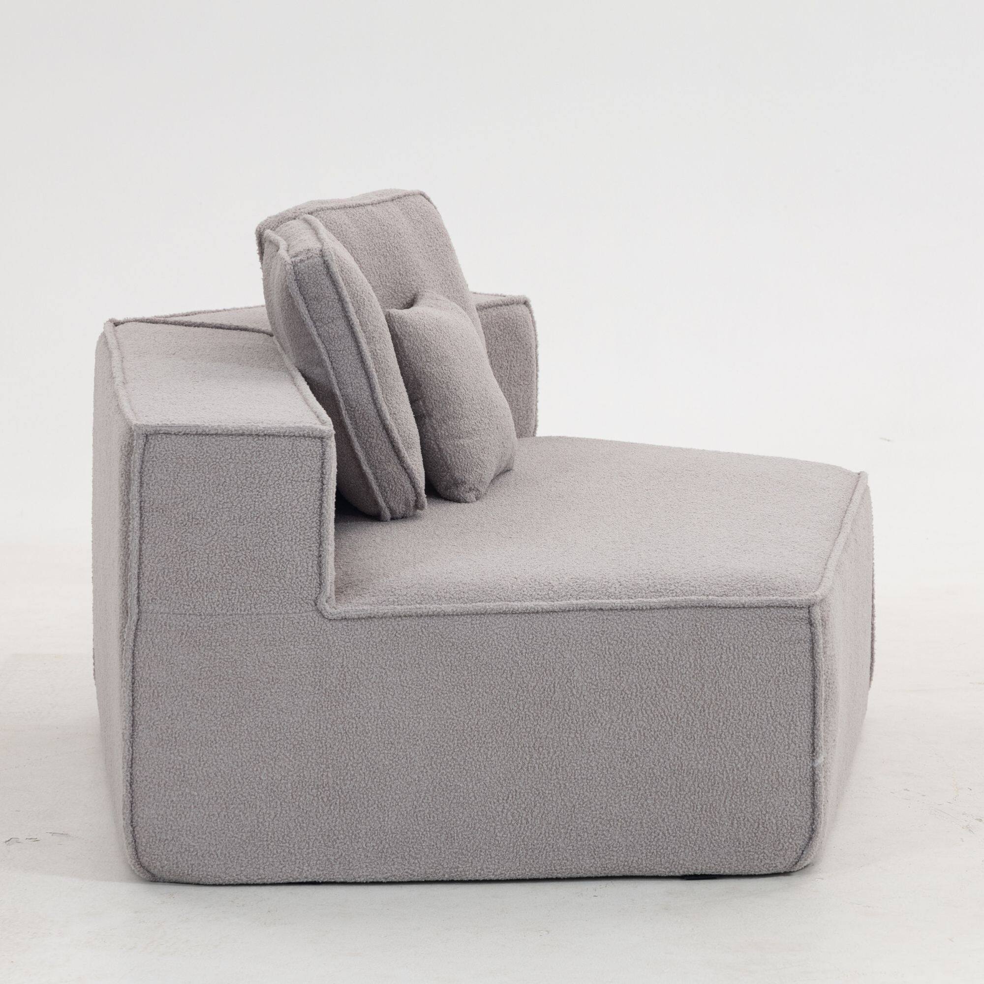 Alt View 9. GOODSILO - Soft Teddy Fleece Single Sofa Chair with Wide Seat and Back Cushions for Cozy Lounging in Small Spaces - Grey.