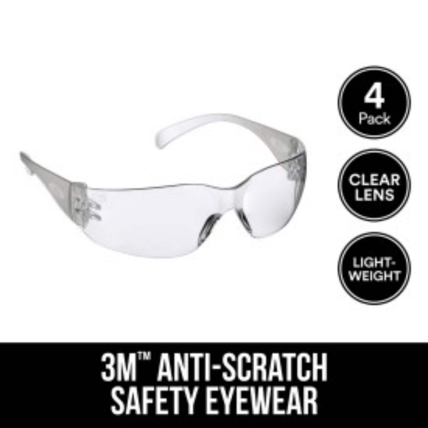 3M - Impact-Resistant Safety Glasses Lens Frame 4 pk - Clear