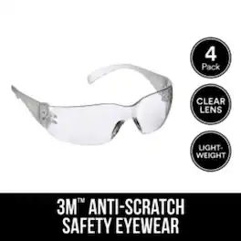 3M - Impact-Resistant Safety Glasses Lens Frame 4 pk - Clear