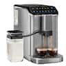 SIMZLIFE - 15-Setting Fully Automatic Espresso Machine with Manual Milk Frothing, Self-Cleaning & Removable Water Reservoir - Silver