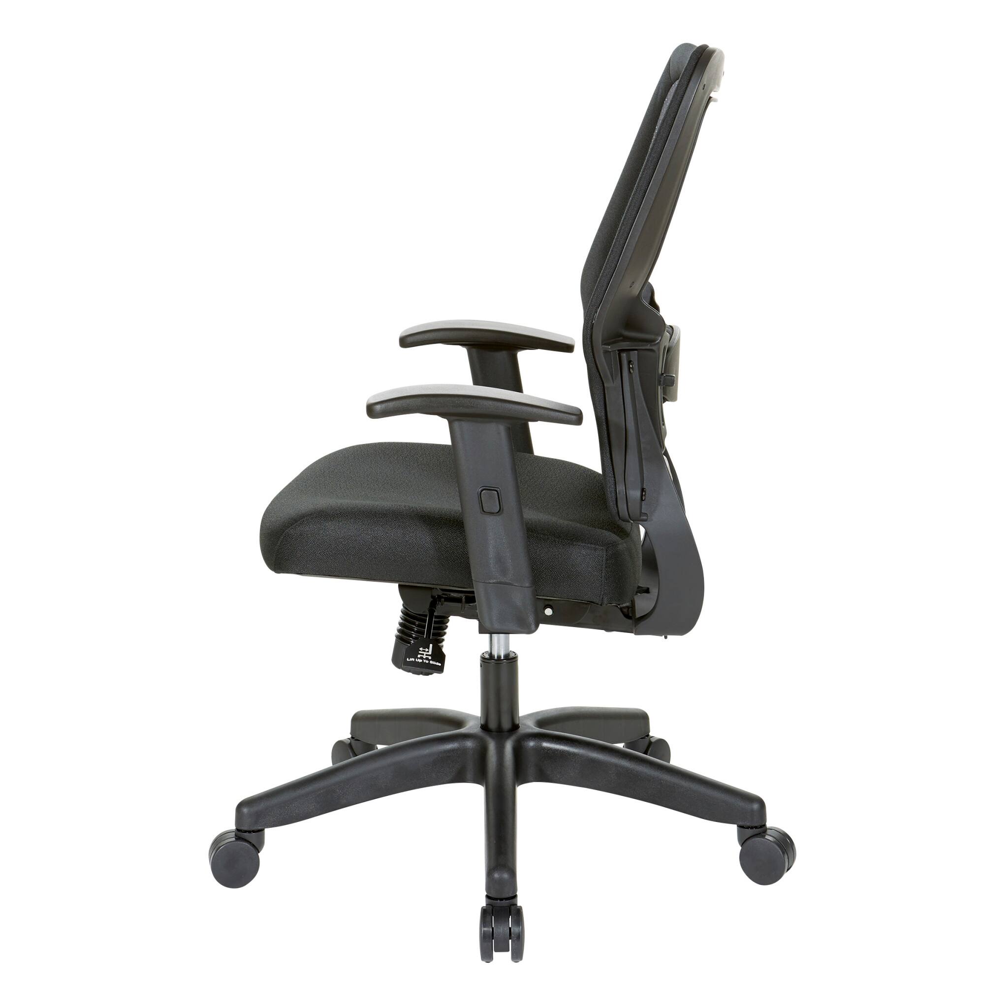 Left. Office Star Products - Air Grid Back fabric seat chair - Black.