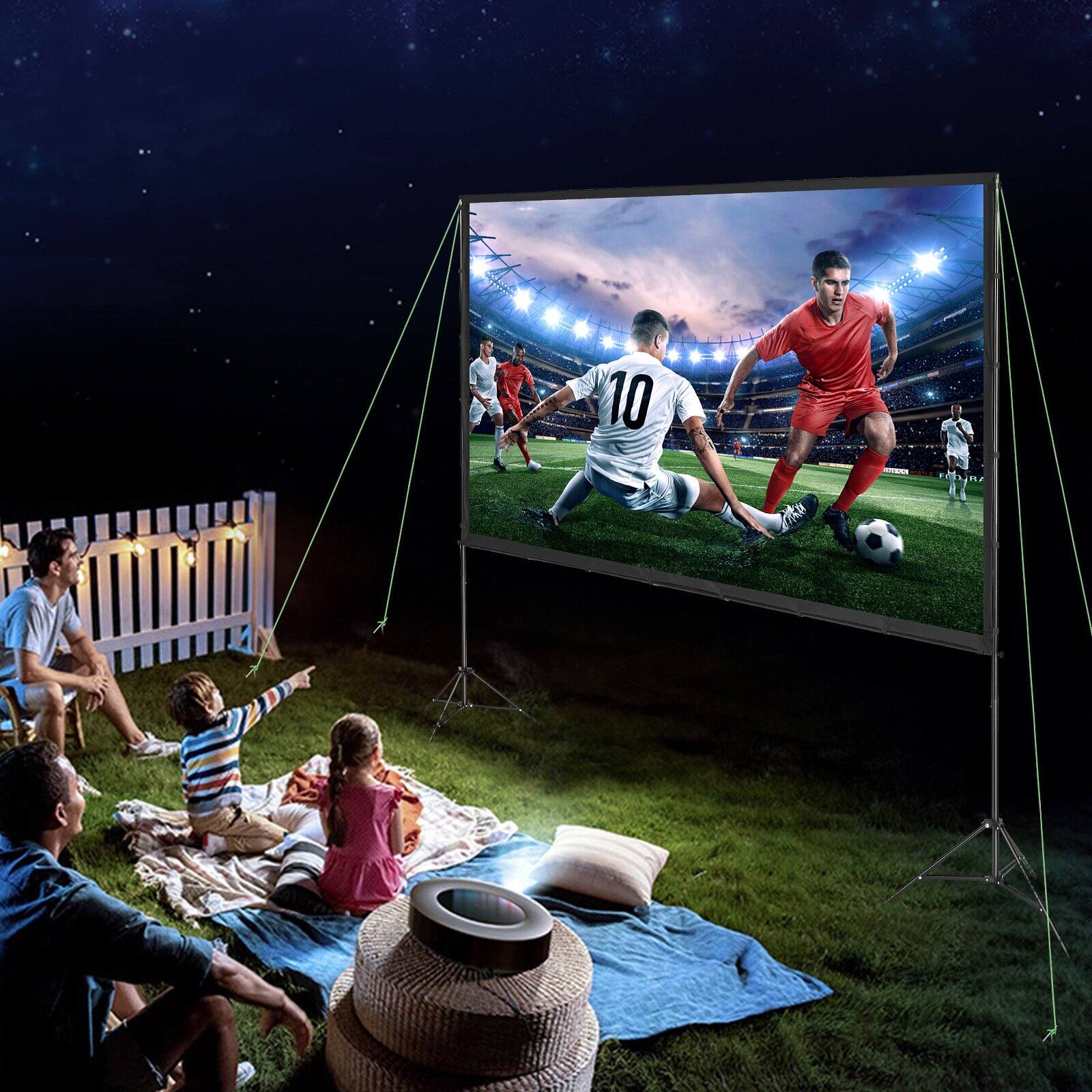 Alt View 1. Glintex - 120" Projector Screen with Stand 16:9 4K HD Wrinkle-Free for Home Theater Outdoor.