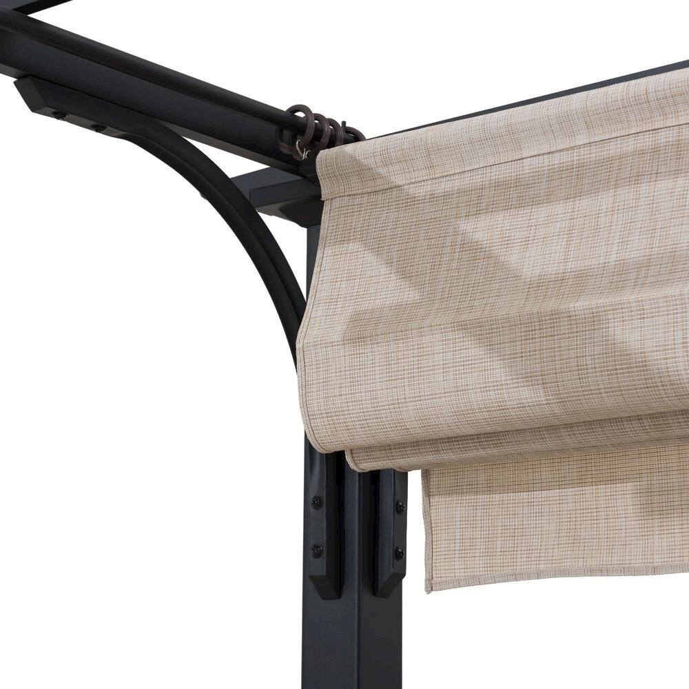 Alt View 2. SUNJOY - Sunjoy Jalen 12 x 9ft Patio Steel Frame Pergola with Retractable Canopy Shade.