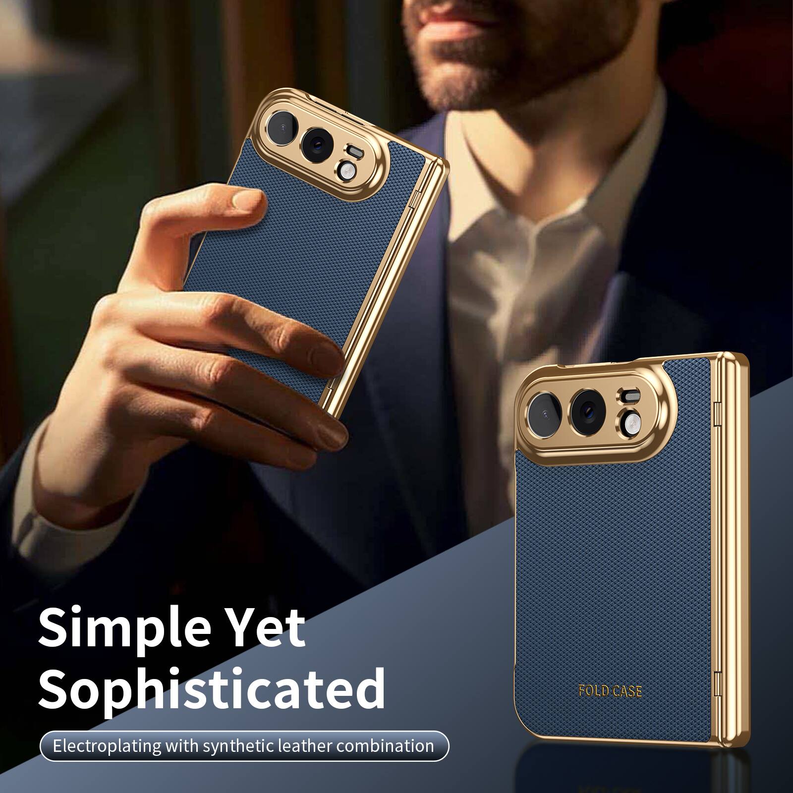Simple Yet Sophisticated  
Electroplating with synthetic leather combination  
FOLD CASE  
Victory