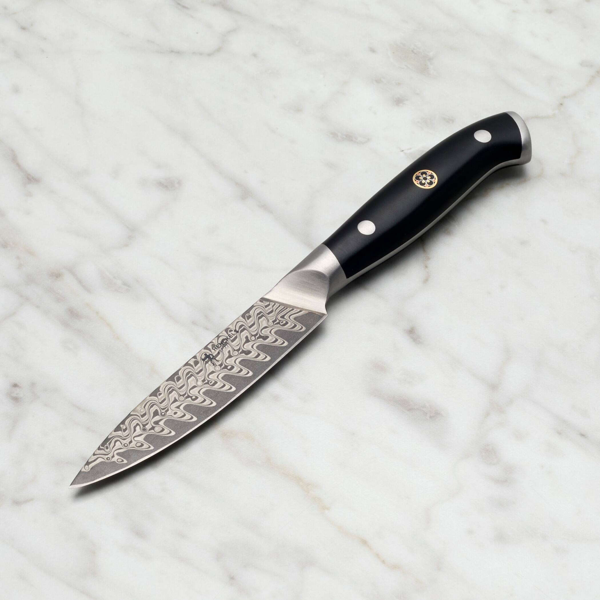 Alt View 4. Henckels - Henckels Compass Damascus 4-inch Paring Knife - Black.