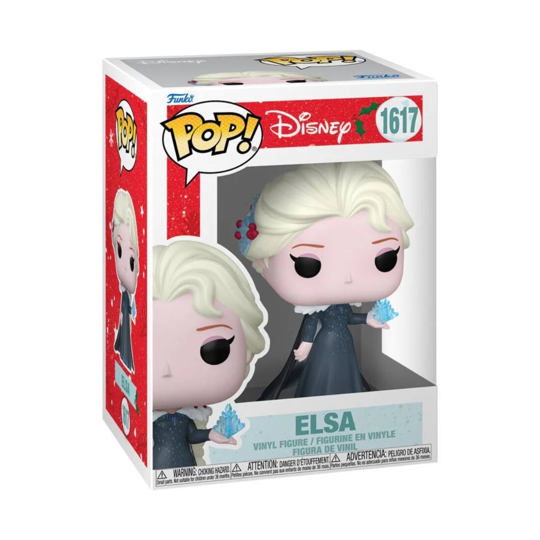 Funko POP! Disney 1617  
ELSA  
VINYL FIGURE / FIGURINE EN VINYLE / FIGURA DE VINIL  

WARNING: CHOKING HAZARD - Small parts. Not for children under 3 years.  
ADVERTENCIA: PELIGRO DE ASFIXIA - Pequeñas piezas. No es adecuado para menores de 3 años.  
ATTENTION: DANGER D'ÉTOUFFEMENT - Petits éléments. Ne convient pas aux enfants de moins de 3 ans.