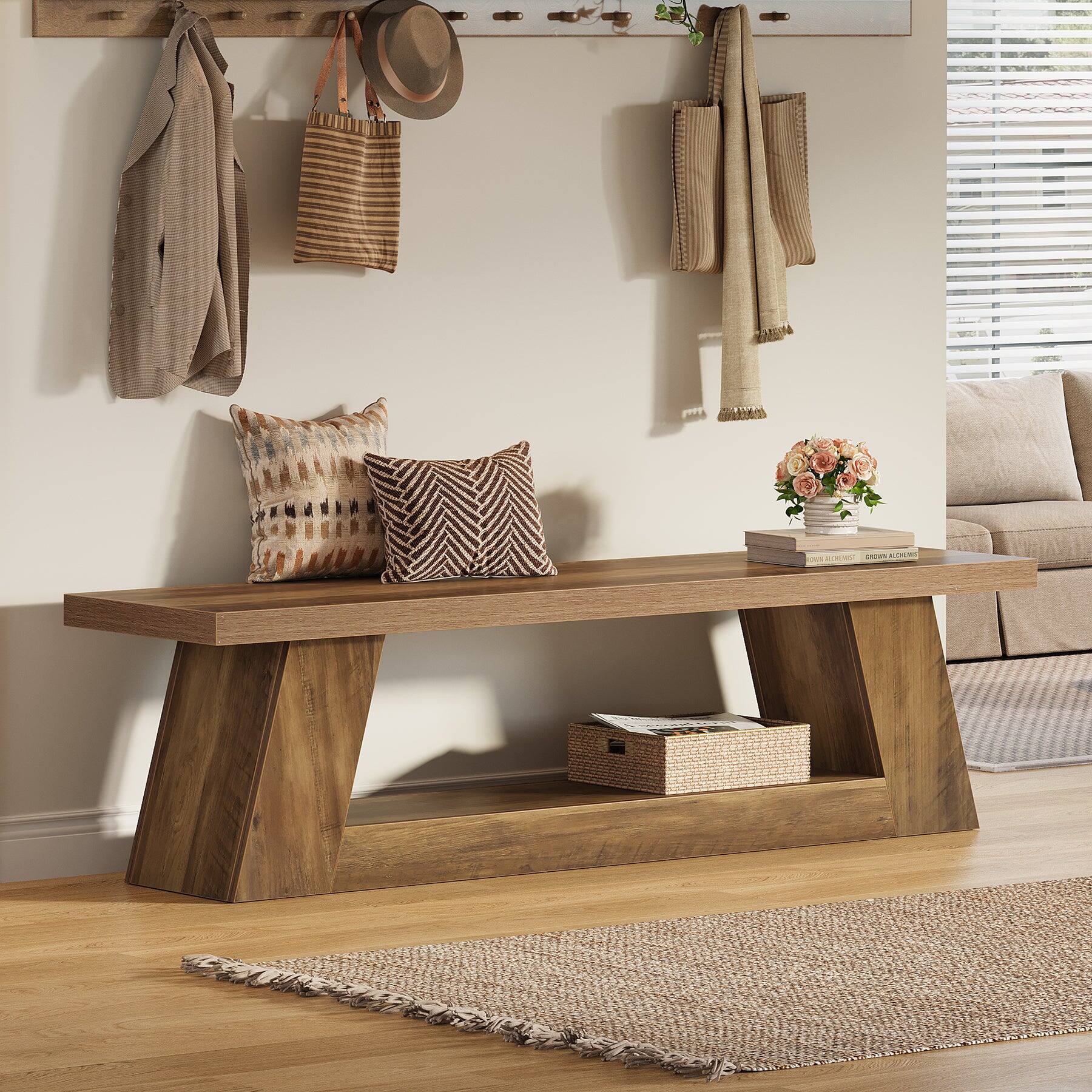 Tribesigns Office Reception Bench with Engineered Wood Construction ...