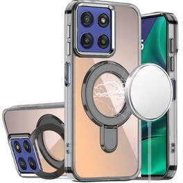 Kitcheniva - Chrome Magnetic Circle Stand Case Plus Tempered Glass For Moto G Stylus 2026/2025 - Black