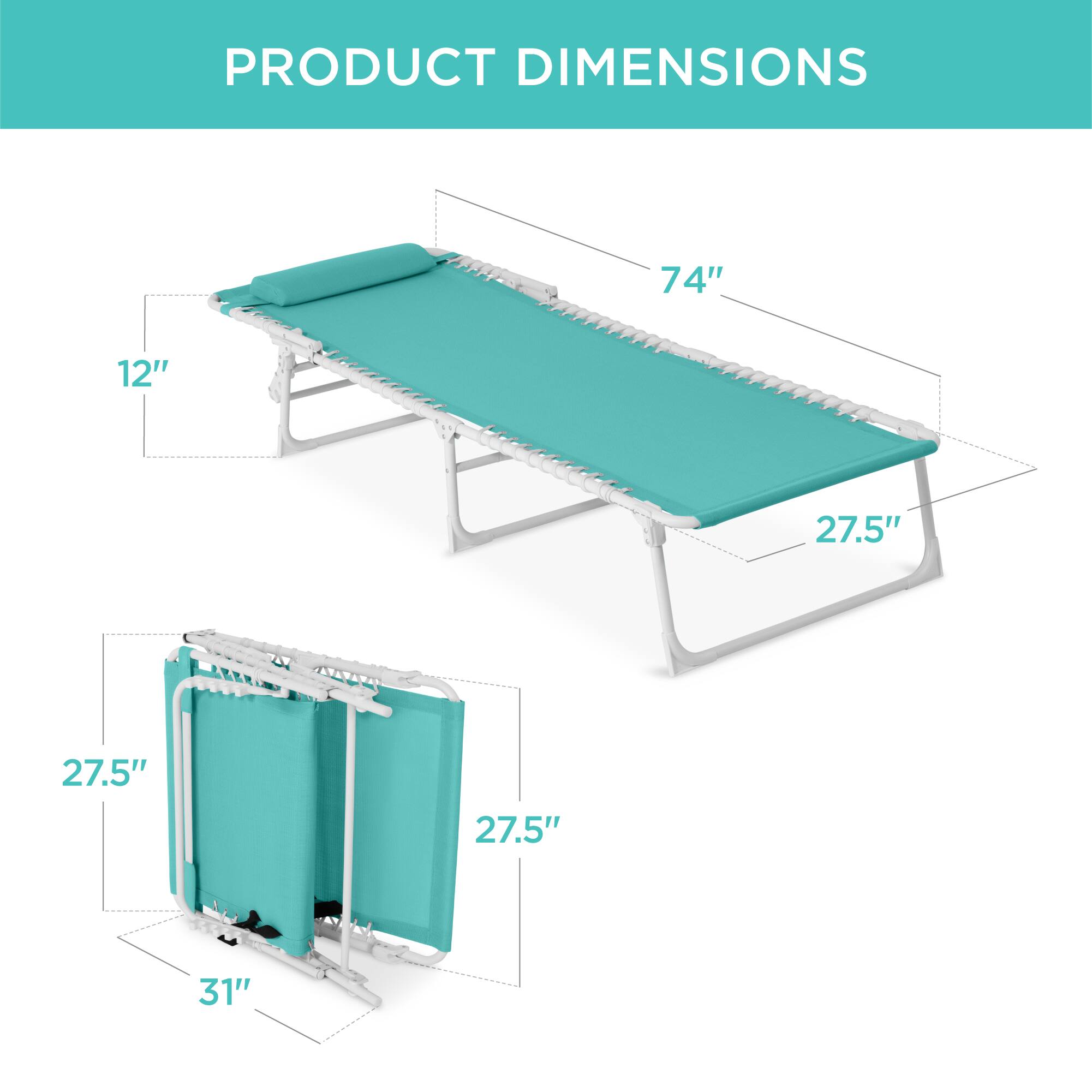 PRODUCT DIMENSIONS

74" x 12" x 27.5" x 27.5" x 31"