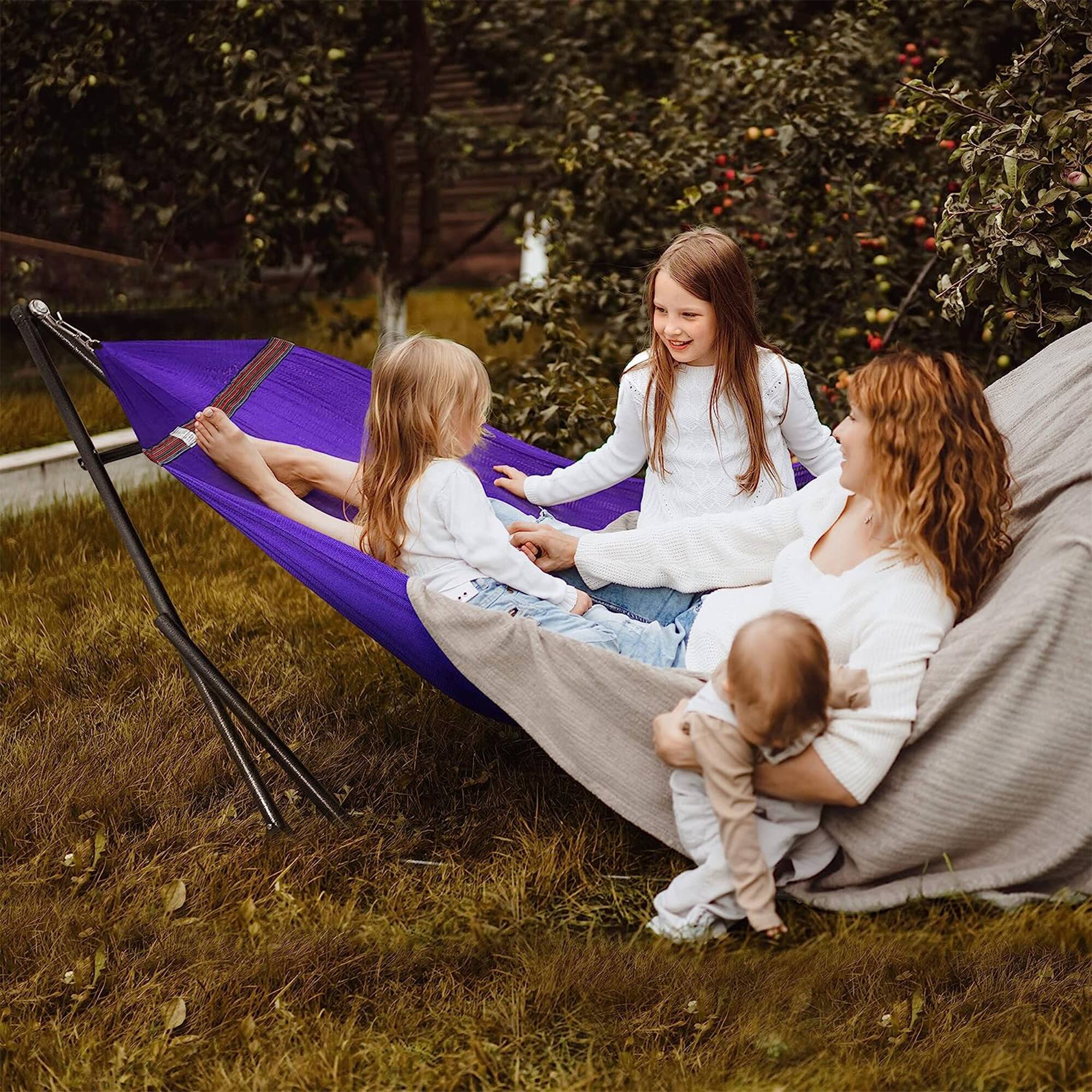 Alt View 8. Tranquillo - Tranquillo Universal 106.5" Double Hammock with Adjustable Stand and Bag, Purple - Purple.
