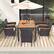 Alt View 4. Costway - 7 PCS Outdoor Dining Set for 6 with Umbrella Hole Acacia Wood Tabletop Poolside - Black & Natural.