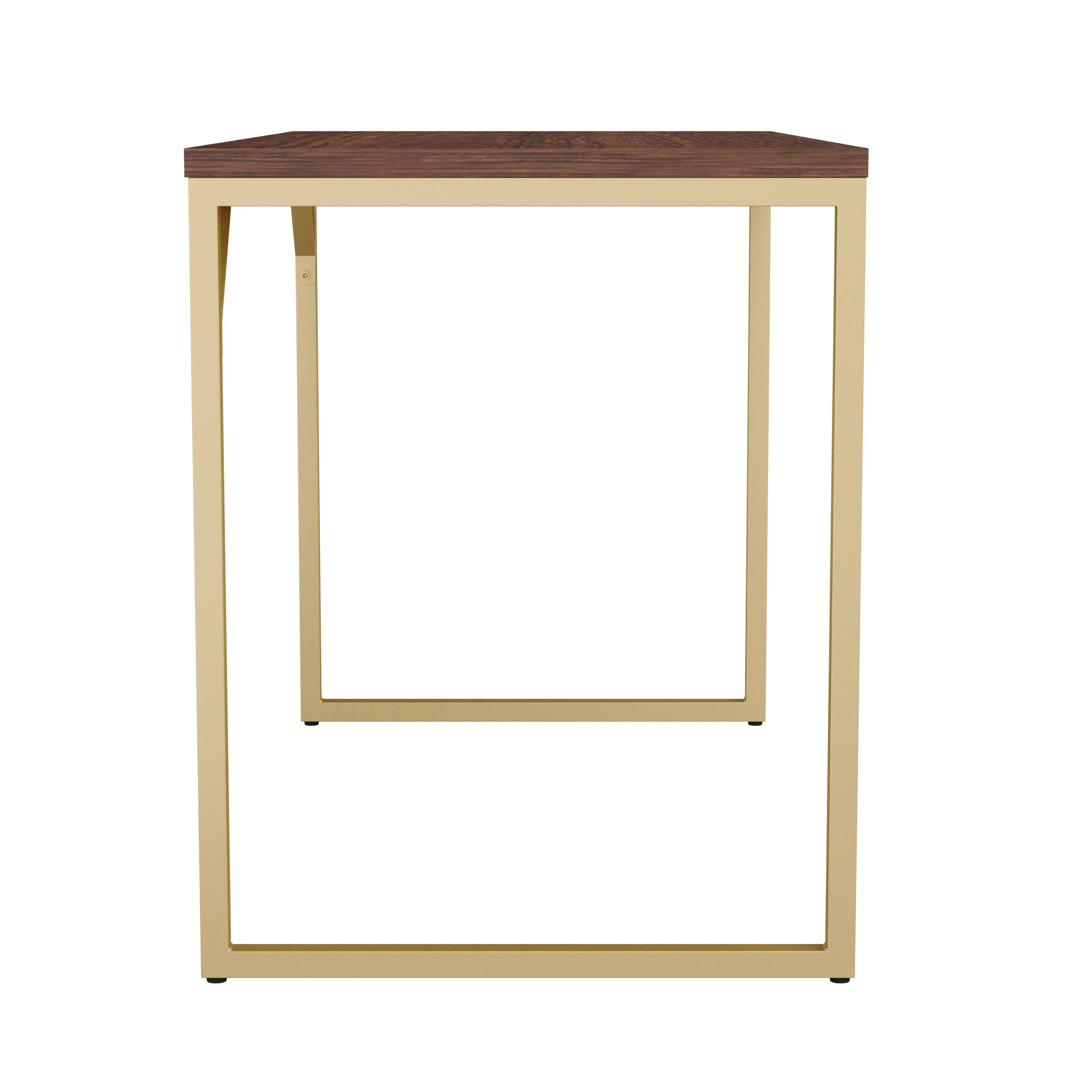 Alt View 17. Martha Stewart - Noah Walnut Wood Grain Parsons Desk - Walnut Top/Polished Brass Frame.