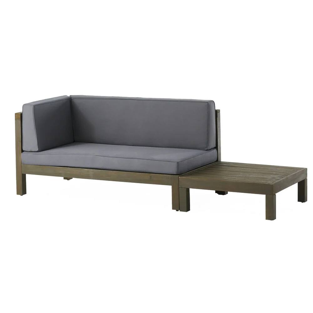 Back. Siljoy - OANA Corner Bench with Coffee Table - Dark Grey | Modern L-Shaped Seating Set for Living Room/Entryway -  DARK GREY .