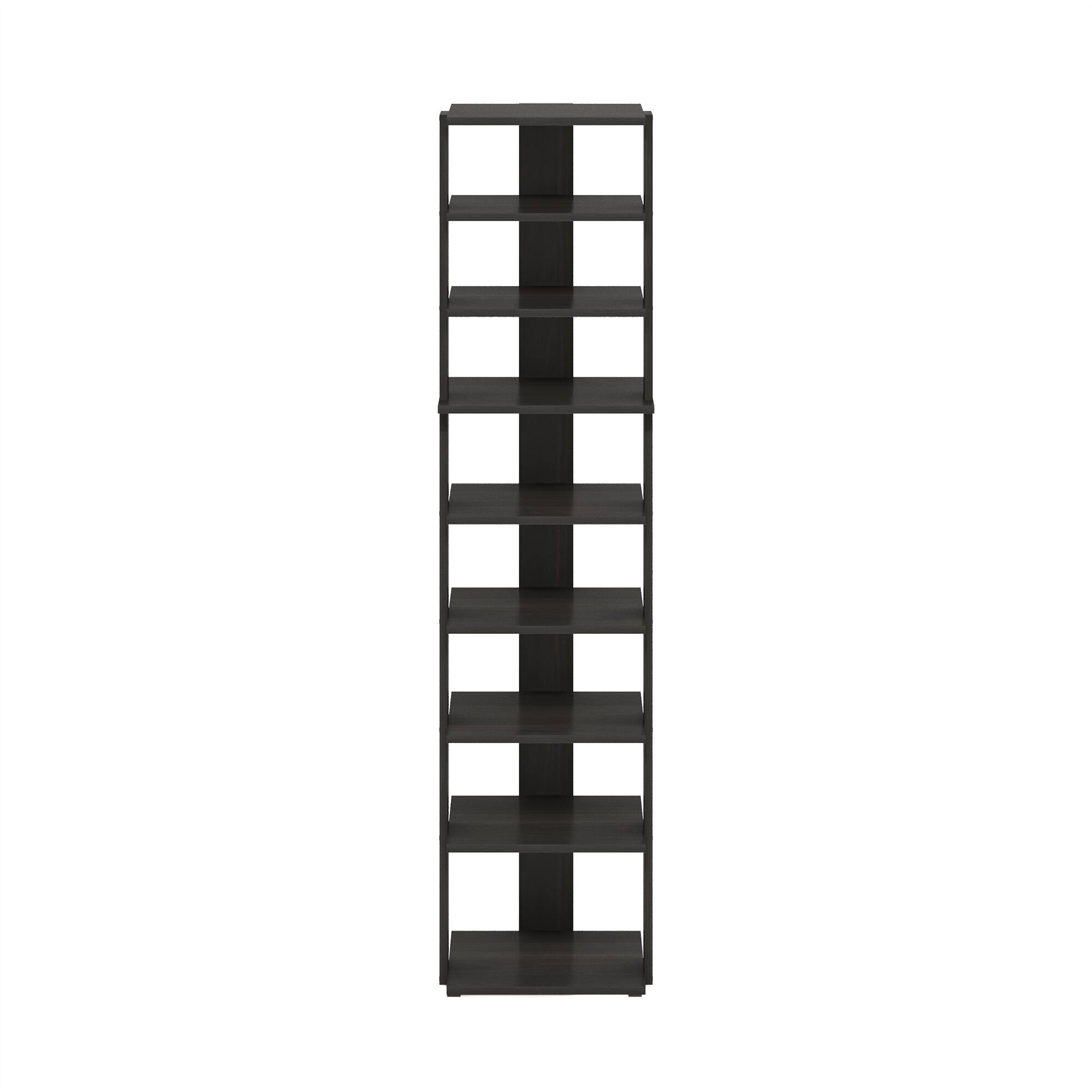 Alt View 2. Furinno - Compact 9-Tier Vertical Space Saving Free Standing Shoe Tower, Shoe Rack for Closet Entryway - Espresso.