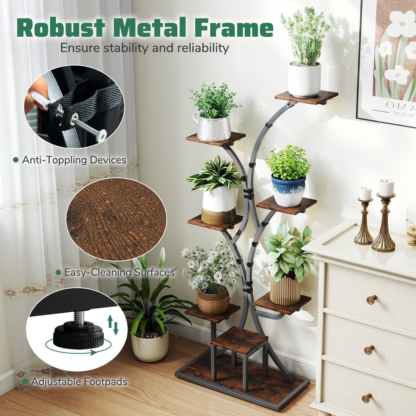 Robust Metal Frame  
Ensure stability and reliability  

- Anti-Topping Devices  
- Easy-Cleaning Surfaces  
- Adjustable Footpads