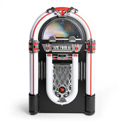 Front. Victrola - Mayfield Full-Size Jukebox - Black.