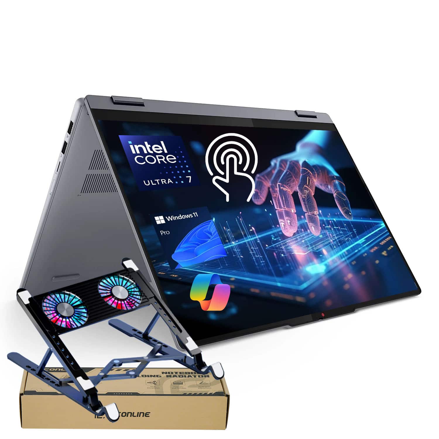 Lenovo - IdeaPad 5 14" FHD+ Touchscreen Laptop - Intel Core Ultra 7 255U - 16GB RAM – 512GB SSD - Copilot - PCO Laptop cooler - Gray