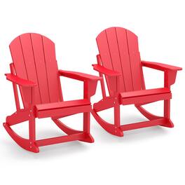 FODINGHILL - Adirondack Rocking Chair Set of 2, All weather Outdoor Chair for Patio & Garden - Red