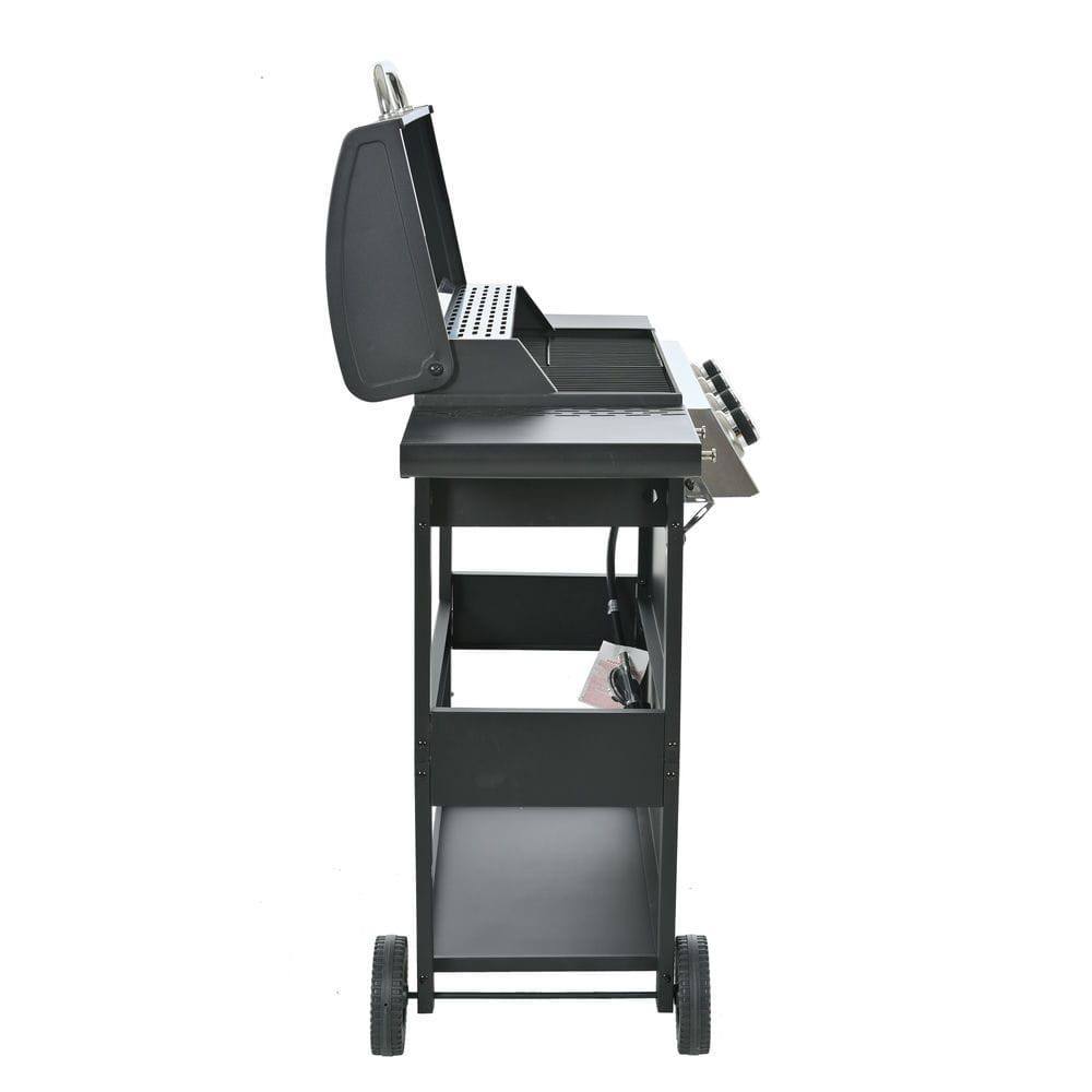 Alt View 8. Resenkos - Propane Gas Grill 4 Burner Barbecue Grill, Stainless Steel 34,000 BTU Patio Garden Barbecue Grill, Black.