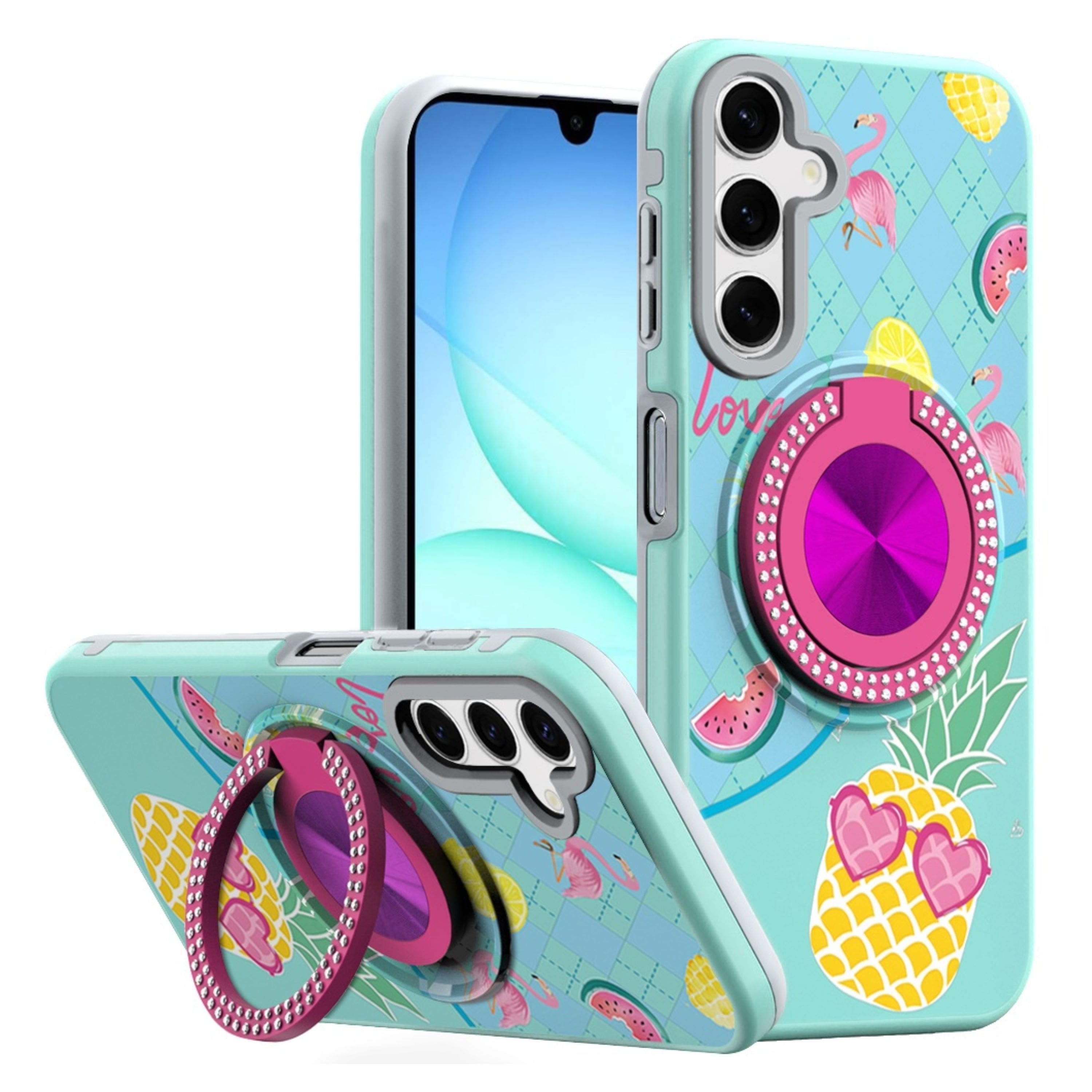 Kitcheniva - Printed Design Case With 360 Rotating Stand Tempered Glass For Samsung Galaxy A17 5G Pineapple - Multicolor price history on PriceWatchPro