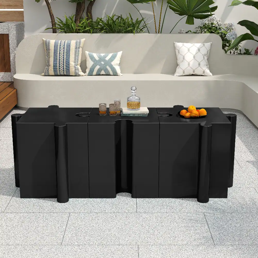 Alt View 3. Loheer - Loheer Modular Side Table Puzzle Art MGO Outdoor Table Black - Black.