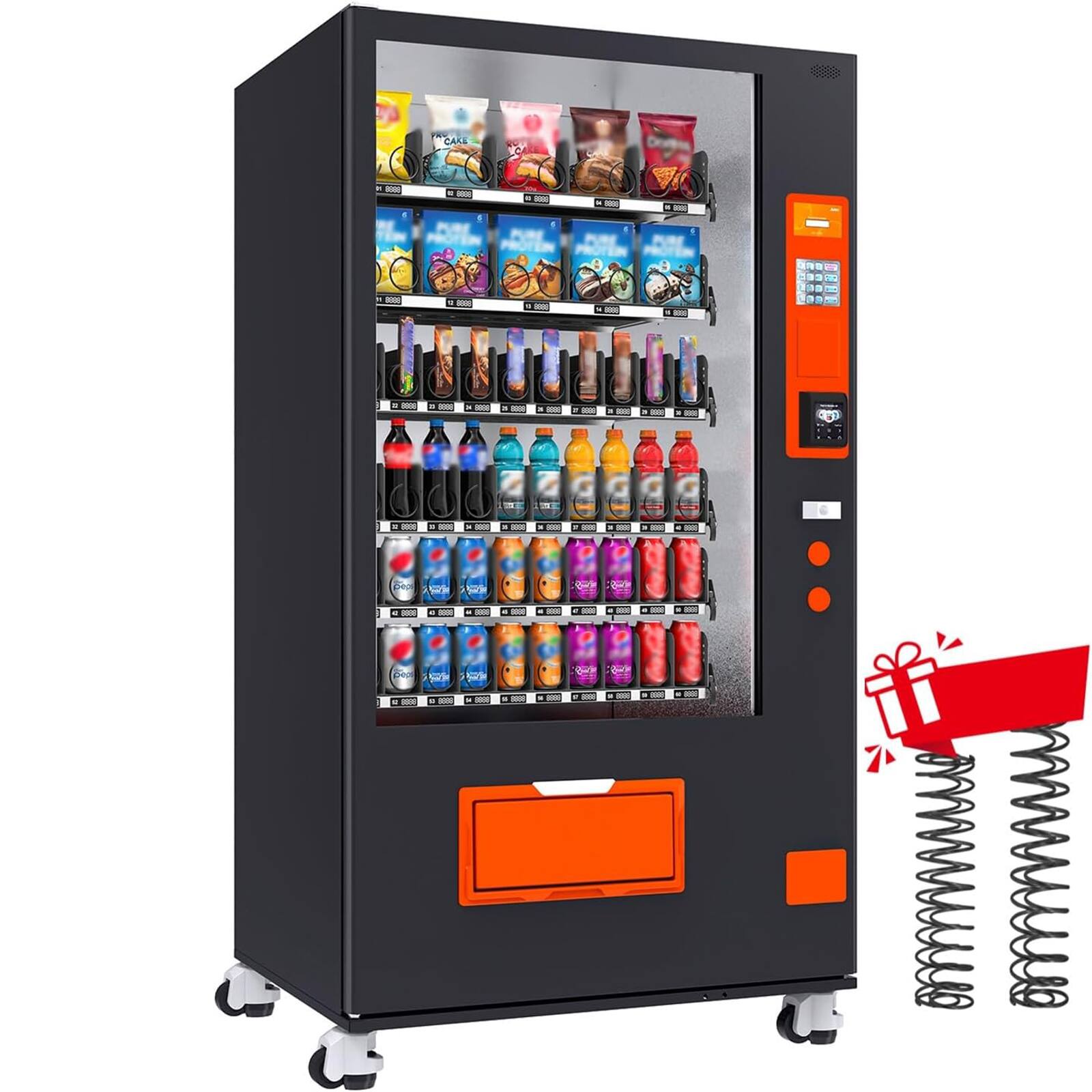 Chateau Abodes - Commercial 60-Slot Snack & Drink Vending Machine, Refrigerated Combo for Business/Factory - Card Reader