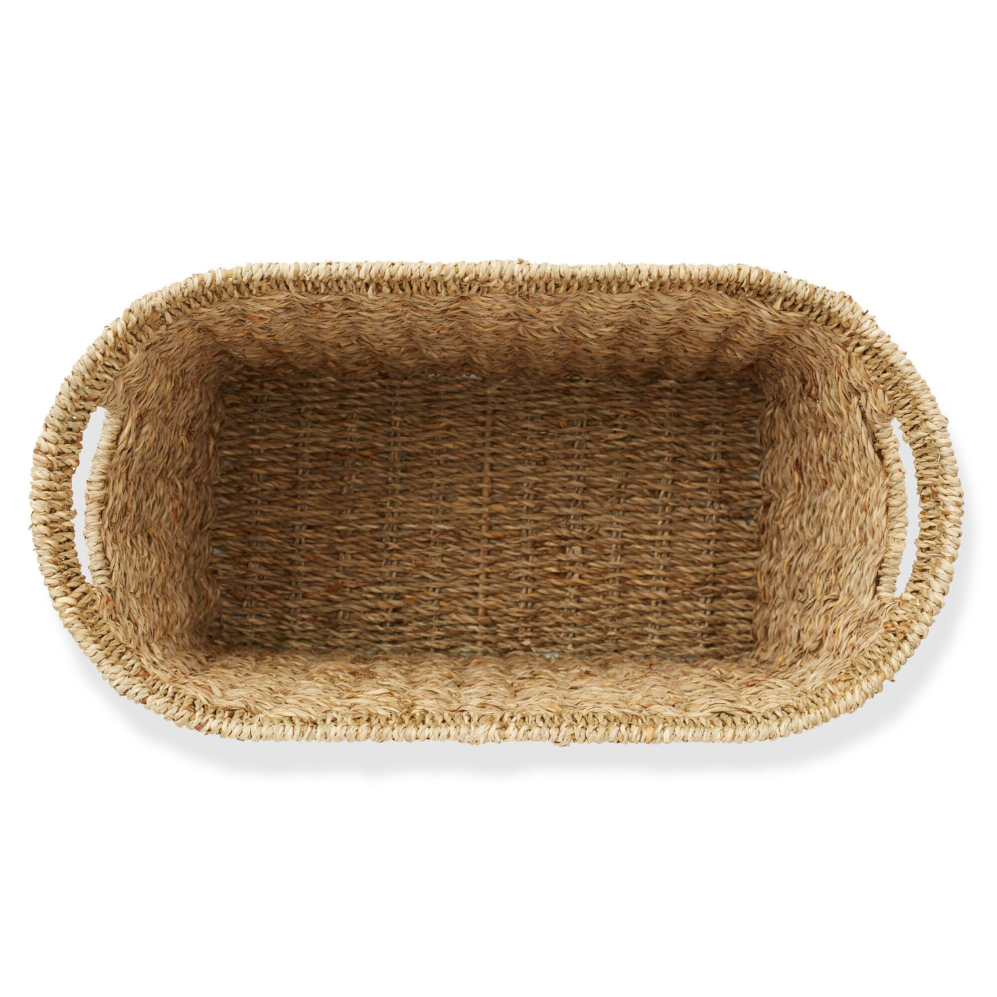 Alt View 6. Casafield - Magazine Holder Storage Basket Bin with Handles - Seagrass Hyacinth Woven Bins - Natural - Seagrass.