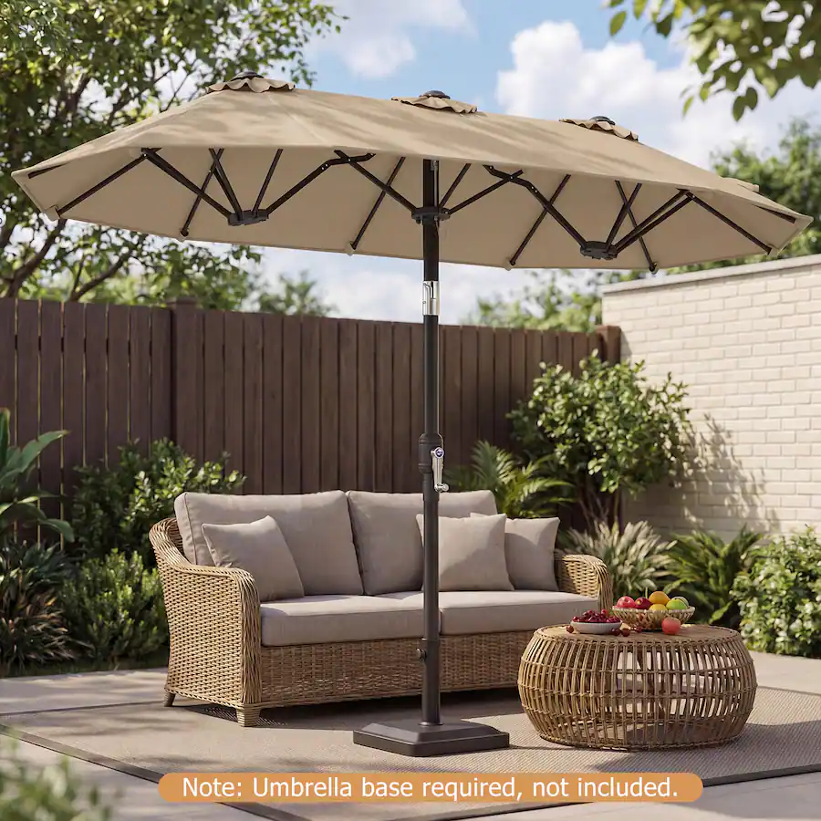 Gymax Double Sided Patio Umbrella w/Push Button Tilt Crank Handle 3 Air ...