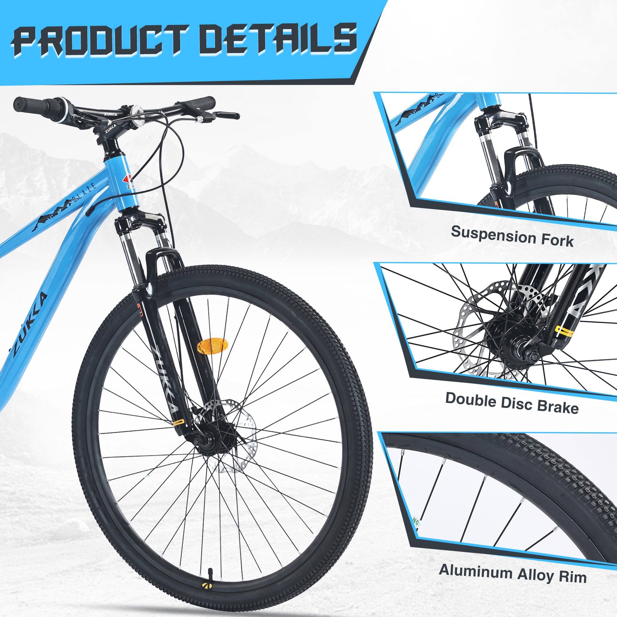 PRODUCT DETAILS

- Suspension Fork
- Double Disc Brake
- Aluminum Alloy Rim