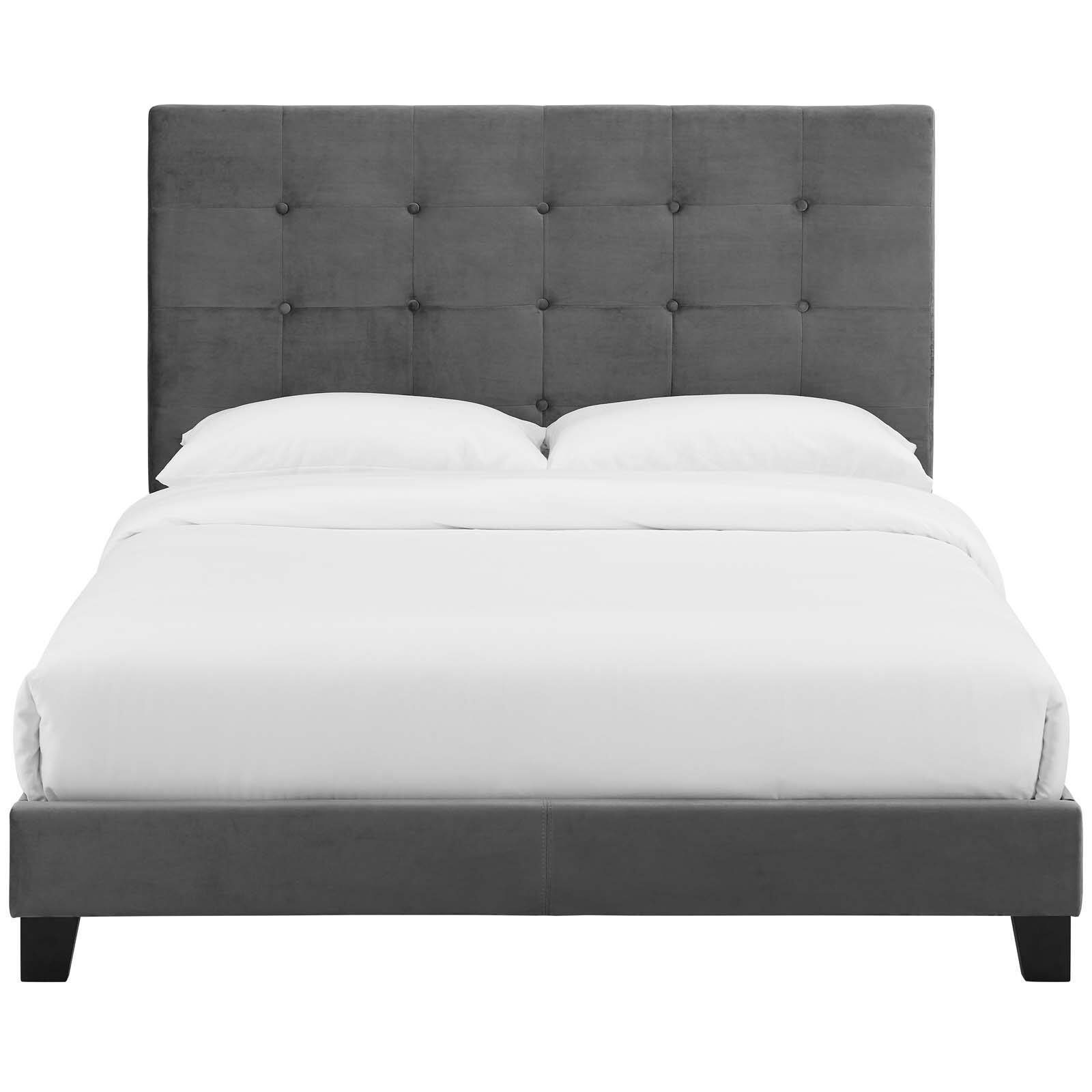 Alt View 1. Modway - Rael Performance Velvet Twin Platform Bed - Oatmeal.