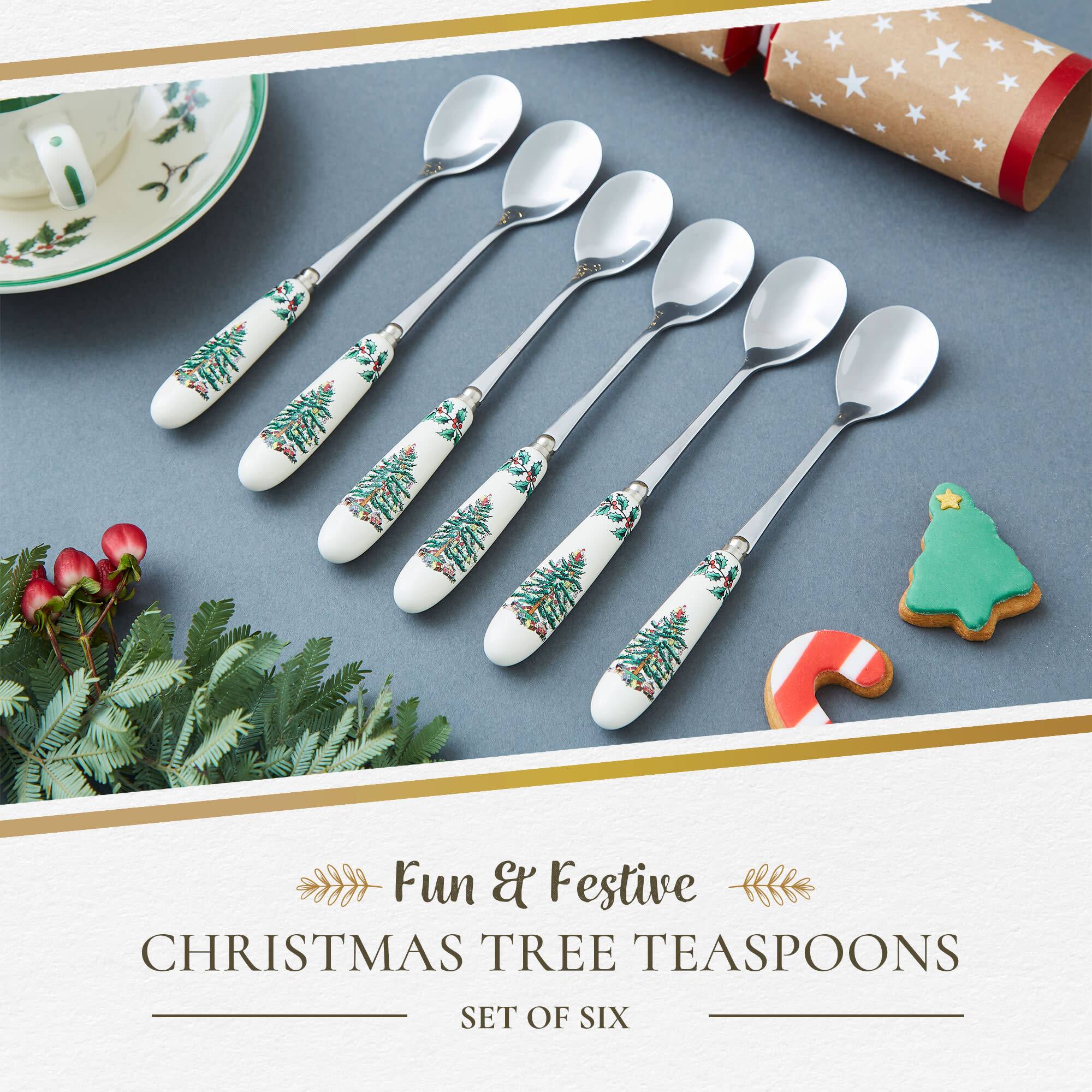 Fun & Festive CHRISTMAS TREE TEASPOONS  
SET OF SIX