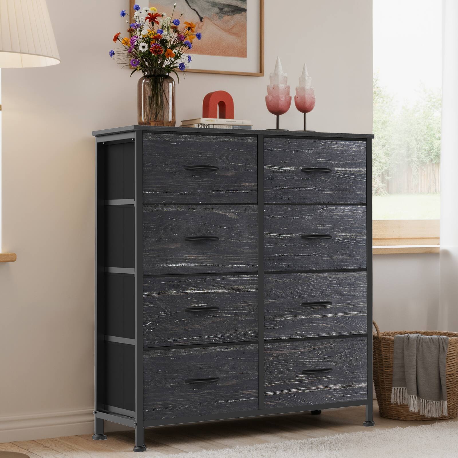 Sweetcrispy 8 Drawer Fabric Dresser，Tall Chest of Drawers Storage ...