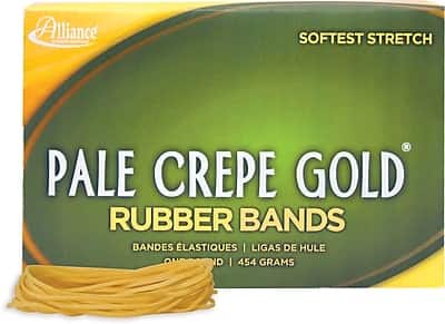 "Alliance - Pale Crepe Gold Multi-Purpose #19 Rubber Bands, 3-1/2"" x 1/16"", 1890/Box (20195) - Golden Crepe" price history on PriceWatchPro