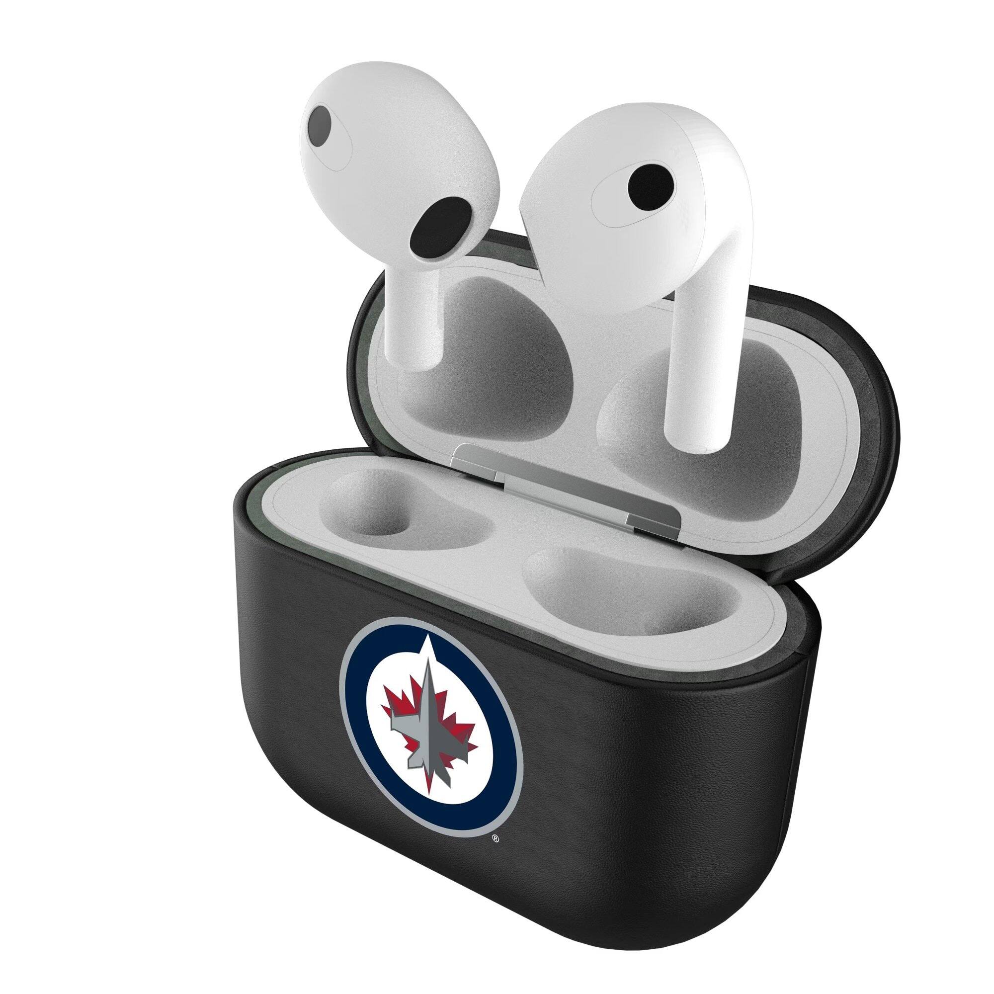 Alt View 2. Keyscaper - Winnipeg Jets Winnipeg Jets Insignia 3rd Generation AirPods Case Cover - Black.