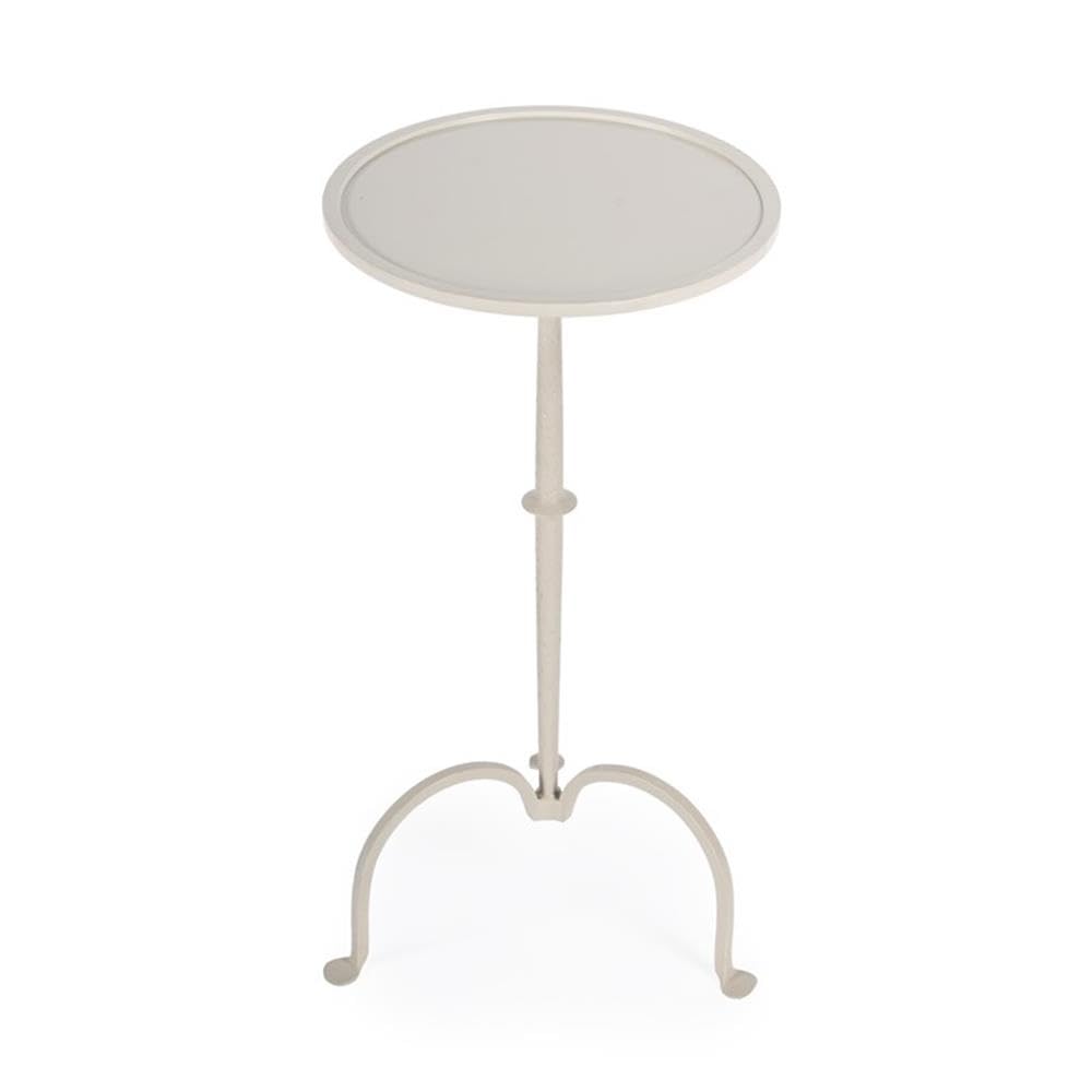Left. Butler Specialty - Founders Griege Iron Pedestal Side Table - Gray And White.