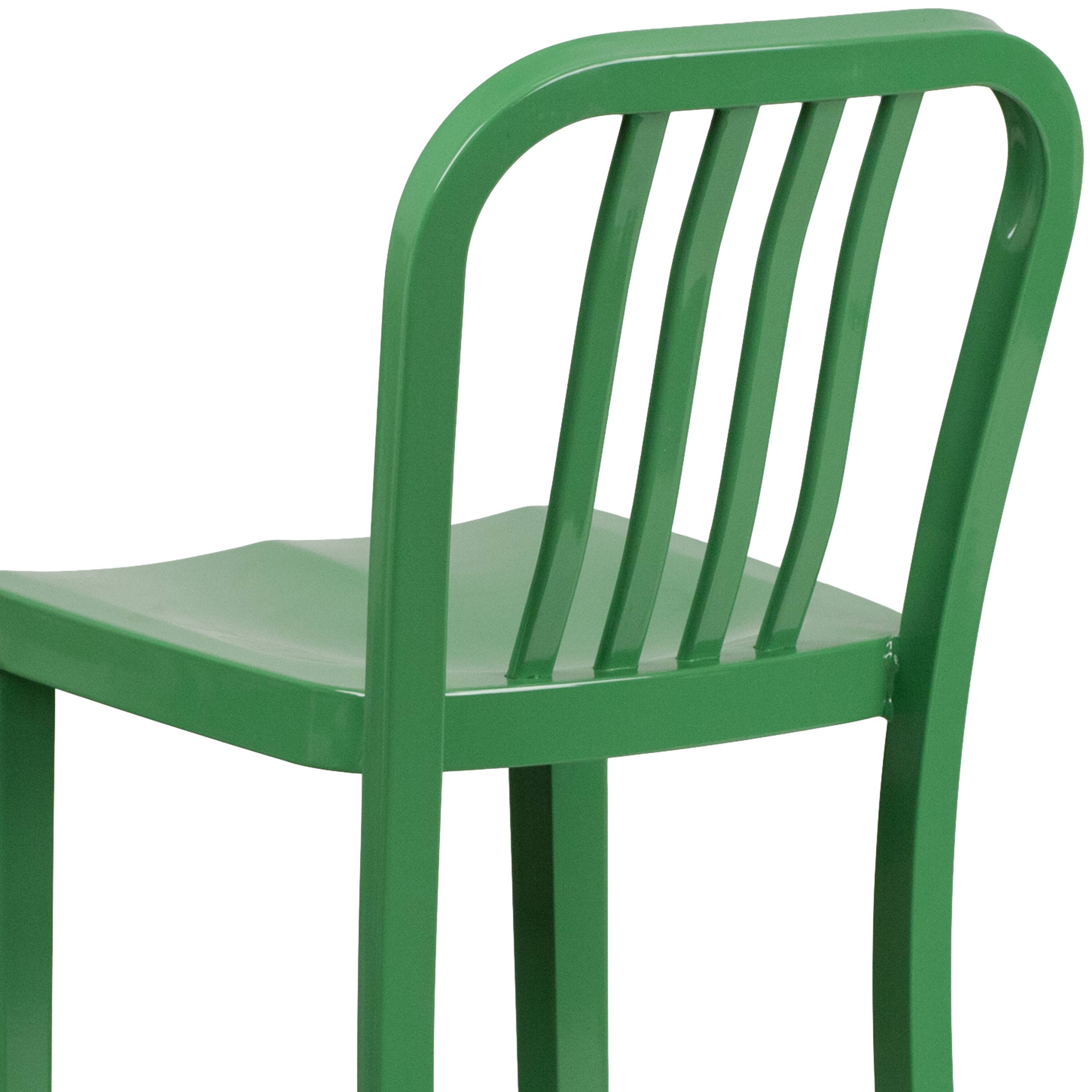 Alt View 9. Emma + Oliver - Commercial Grade 30"H Colorful Metal Indoor-Outdoor Vertical Slat Back Barstool - Green.
