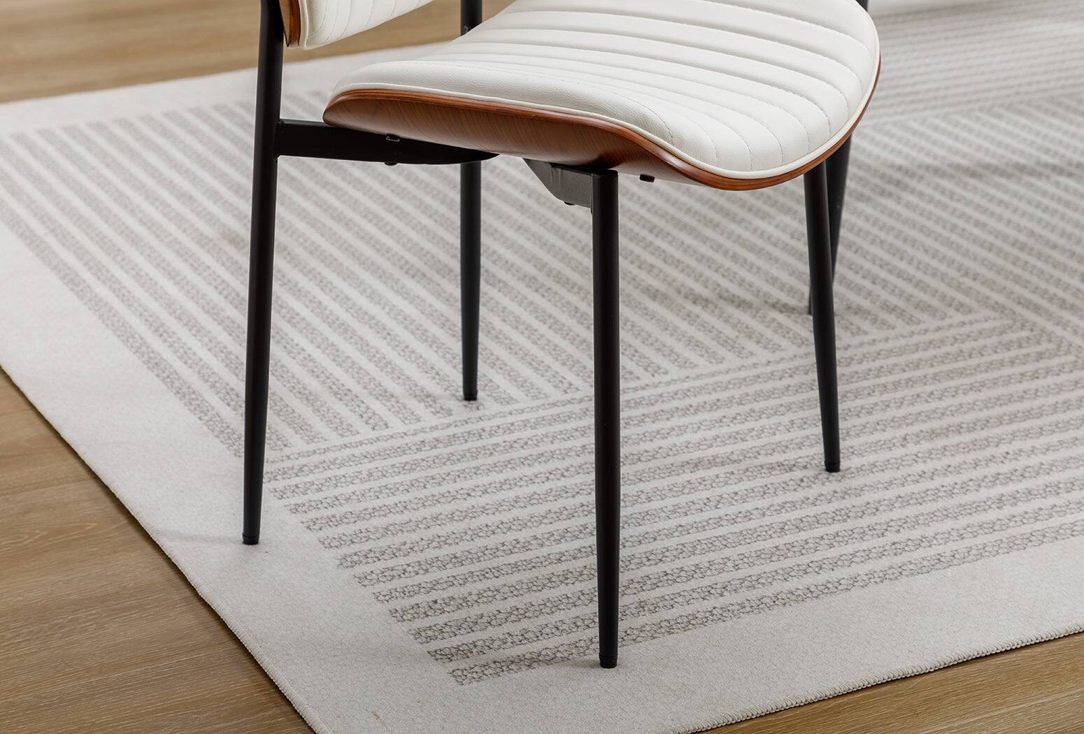 Alt View 7. Boyel Living - White Mid Century Modern Retro Faux Leather Side Chair with Bentwood Upholstered Seat Metal Legs Adjustable Foot - White.