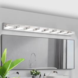 LUCKY ONE - 8-Light LED Vanity Light, Wall Mount Sconce for Bathroom Mirror, Sleek Minimalist Design - Chrome