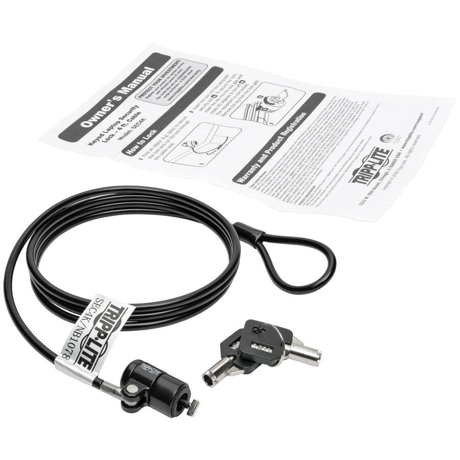 **Owner's Manual**

**Keyed Security Cable**

**Model: SEC4K / NB1078**

**How to Lock**

1. Insert the key into the lock.
2. Turn the key clockwise to lock the cable.
3. Remove the key.

**Warranty and Product Registration**

**TRIPP-LITE**

**SEC4K / NB1078**

**TRIPP-LITE**

**SEC4K / NB1078**

**TRIPP-LITE**