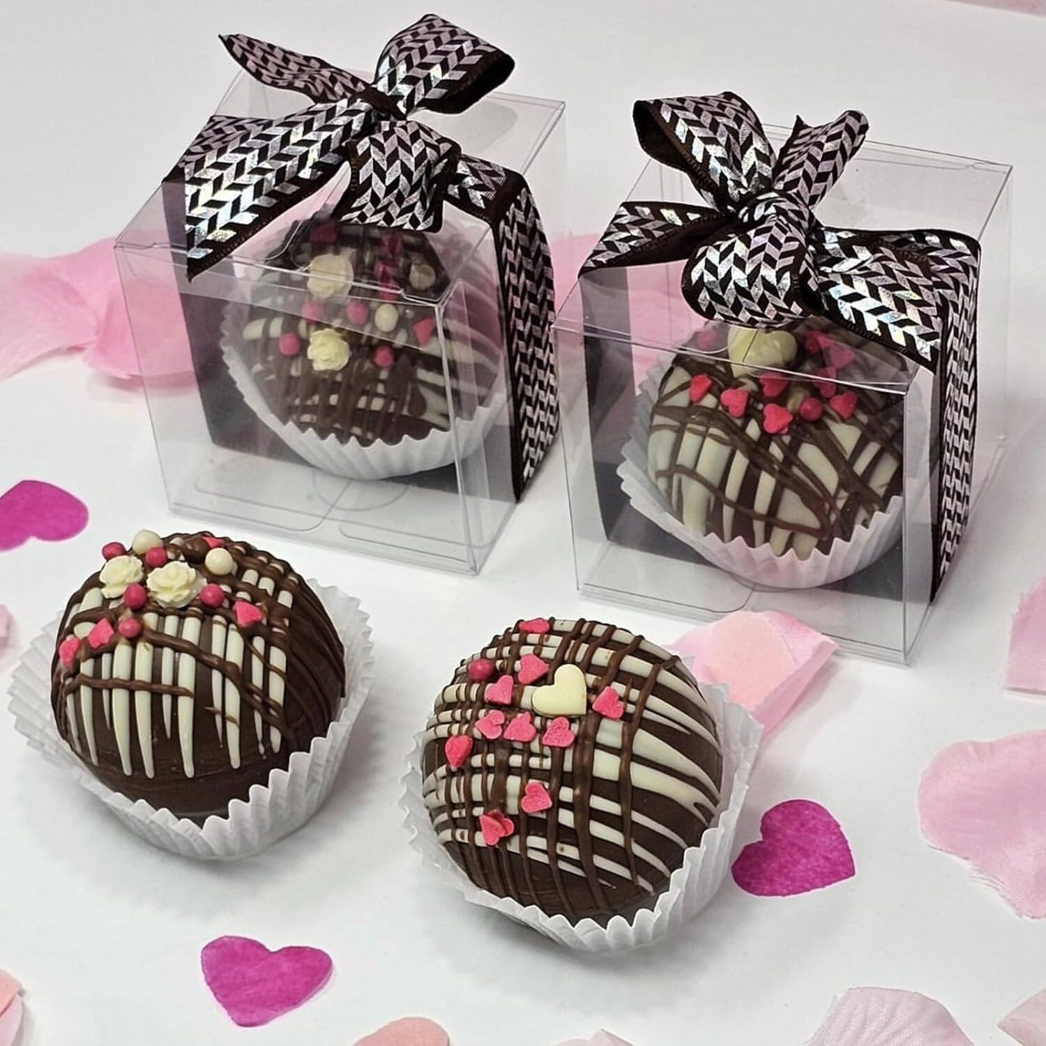 Alt View 5. Paradigms Interiors - Inch Clear Hot Chocolate Bomb Boxes - Christmas & Birthday Gift - 2"x2"x2"-100.