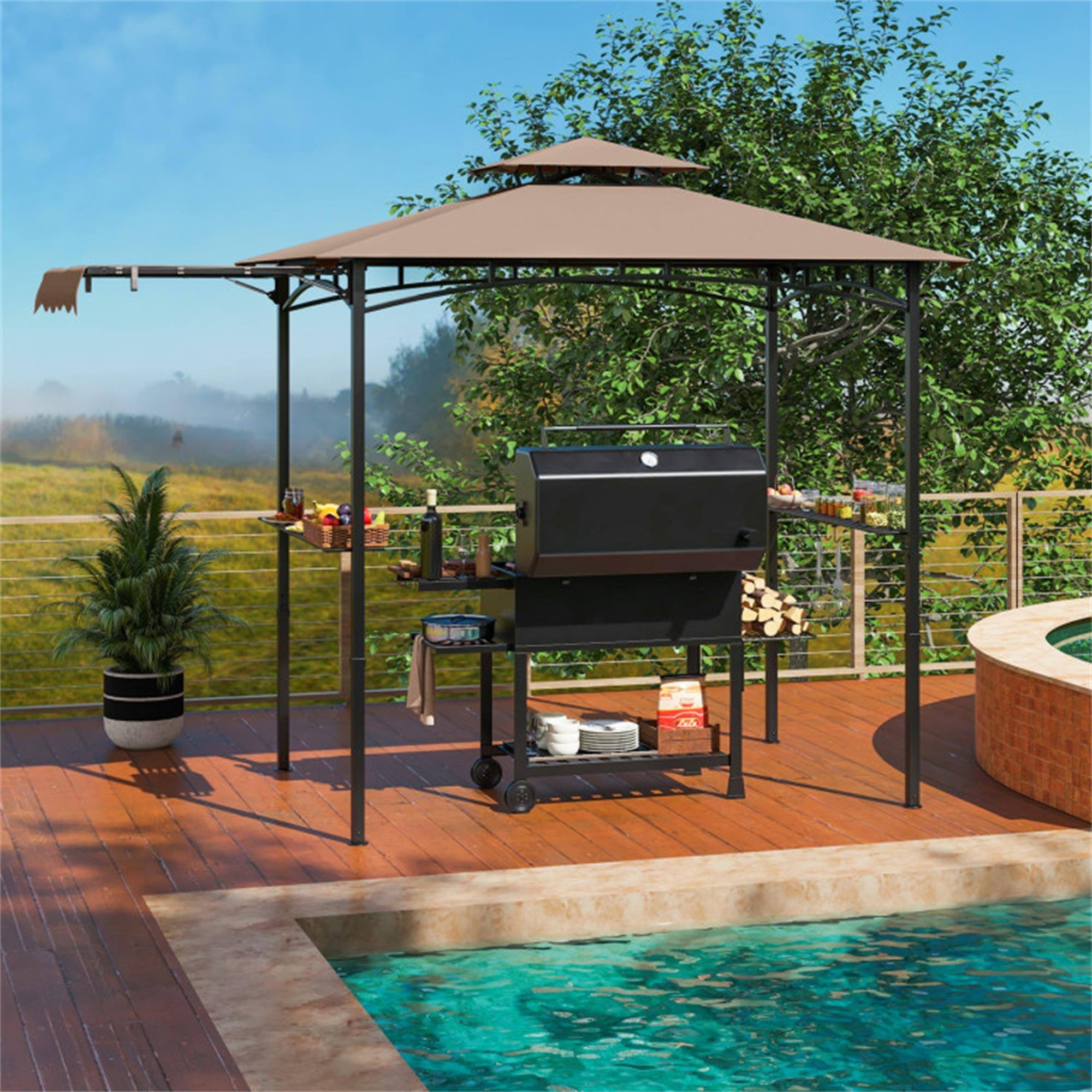 Alt View 3. Boyel Living - Brown Grill Gazebo 132-in W x 60-in D x 84-in H - Brown.