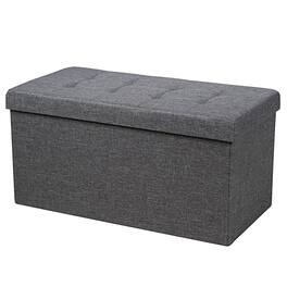 Costway - 31.5"Fabric Foldable Storage Ottoman Toy Chest W/Removable Storage Bin - Dark Gray