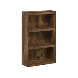 FurniFact - 3-Tier Adjustable Shelf Bookcase with Space-Saving Design - Amber Pine