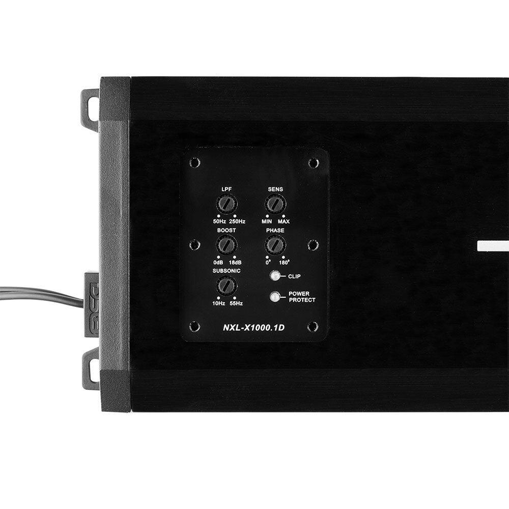 LPF  
SENS  
50Hz 250Hz BOOST  
MIN MAX PHASE  
0dB 18dB SUBSONIC  
0° 180°  
CLIP  
10Hz 55Hz  
POWER PROTECT  
NXL-X1000.1D