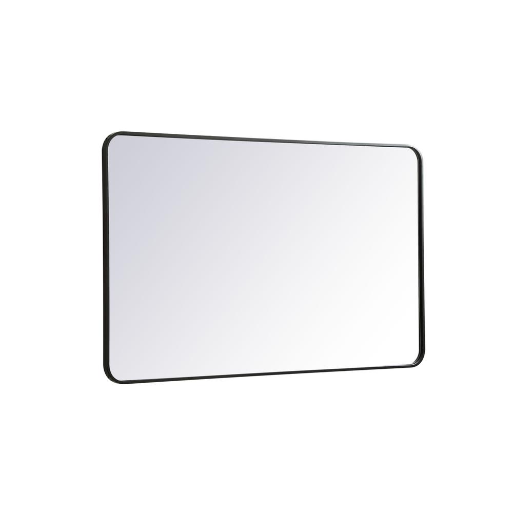 Alt View 1. Elegant Decor - Soft corner metal rectangular mirror 30x48 inch in Black - Black.