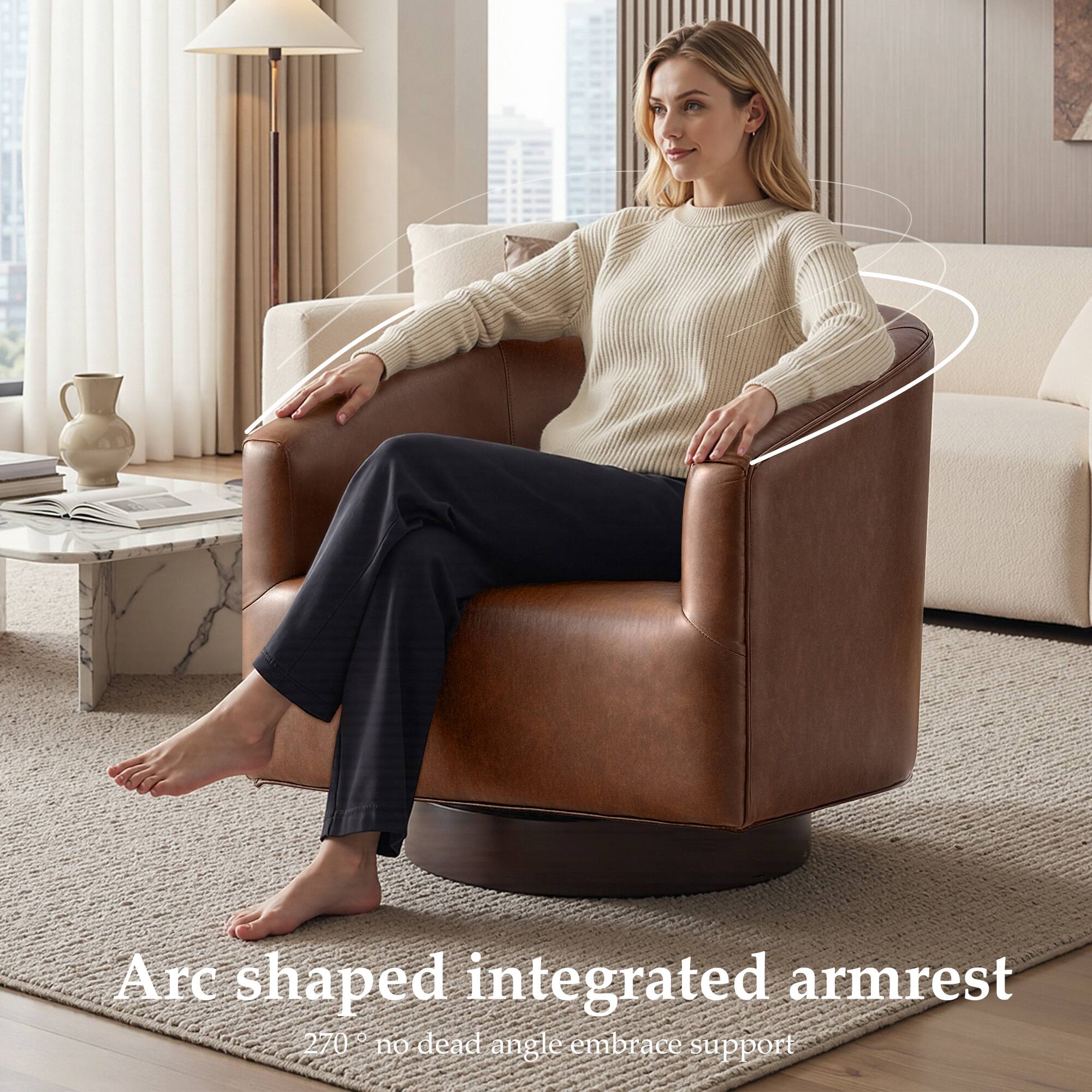 Arc shaped integrated armrest  
270° no dead angle embrace support