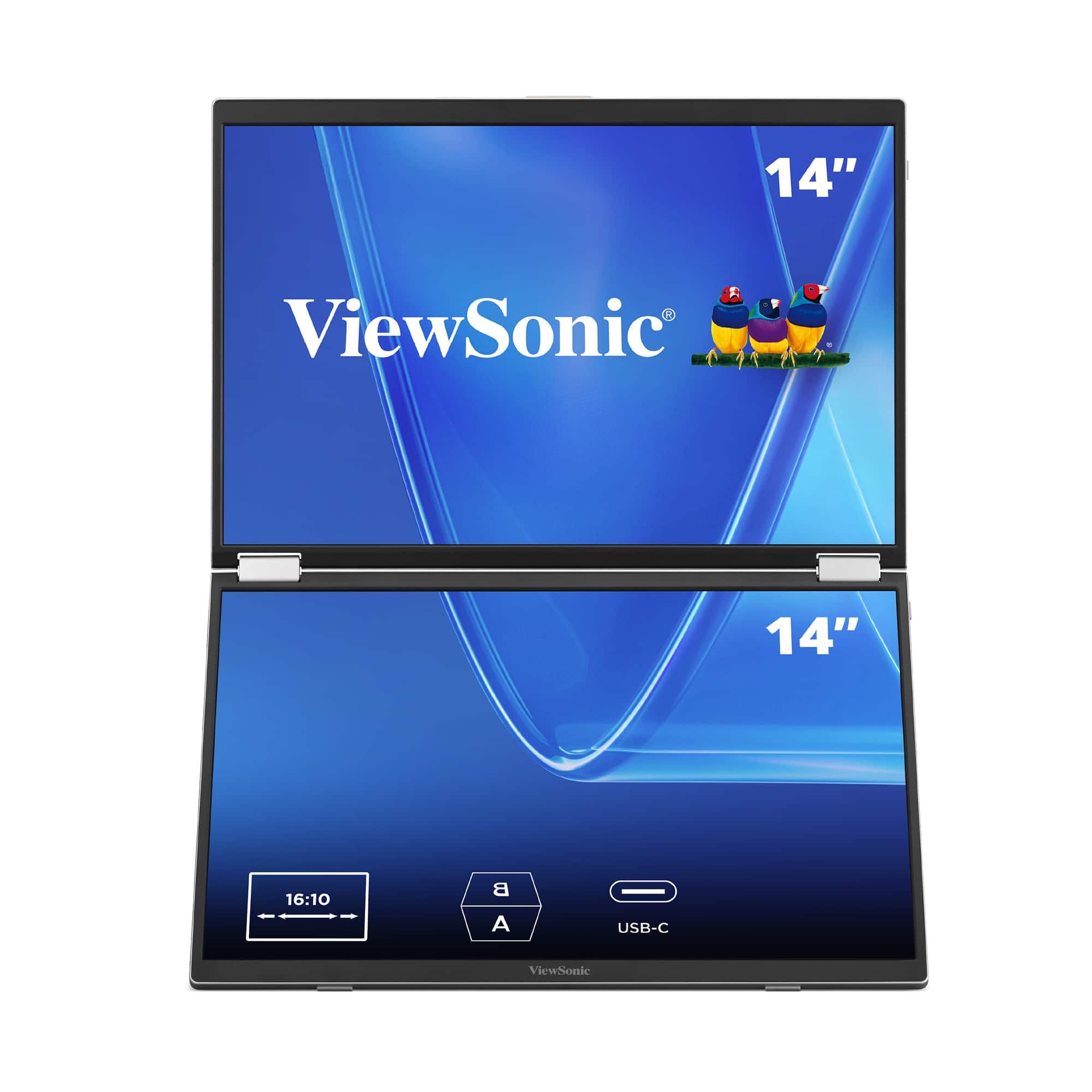 ViewSonic - 14" Dual Screen WUXGA Portable Monitor with USB-C and Protective Sleeve - Black